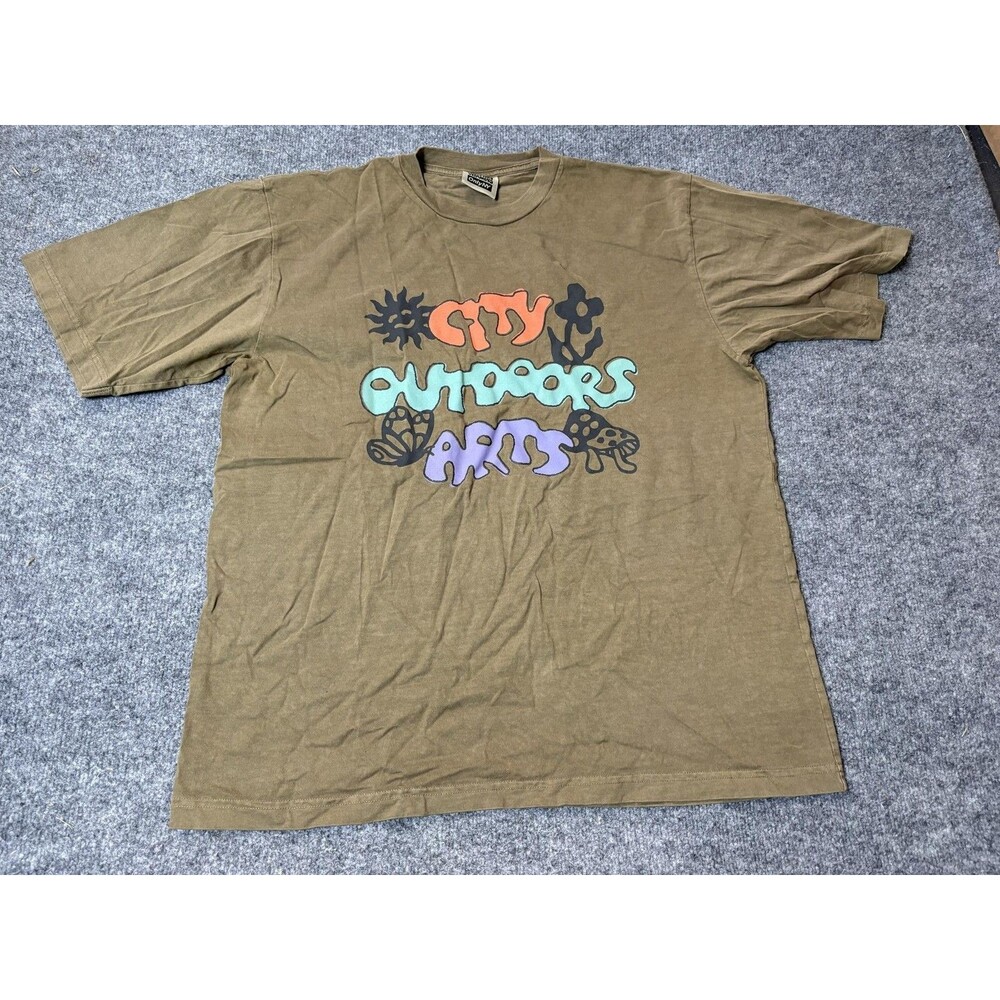 OnlyNY Shirt Mens XL Brown Short Sleeve Crew Neck City Outdoors Arts Graphic Tee